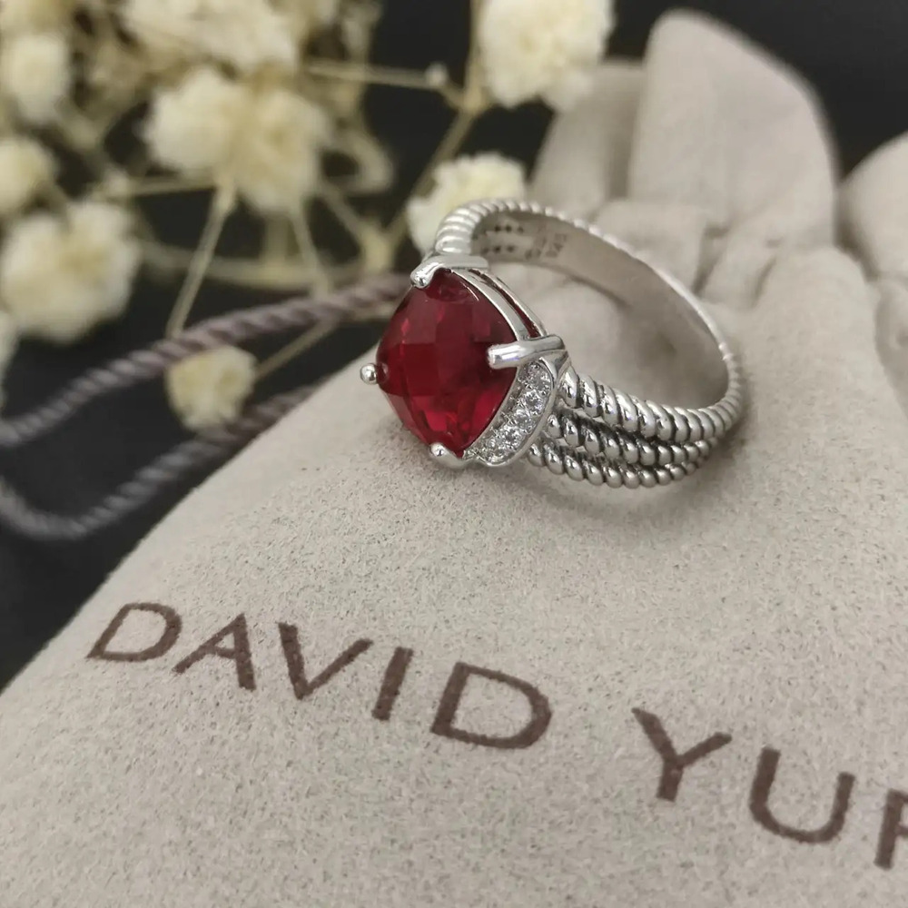 David Yurman pav-paved red diamond ring